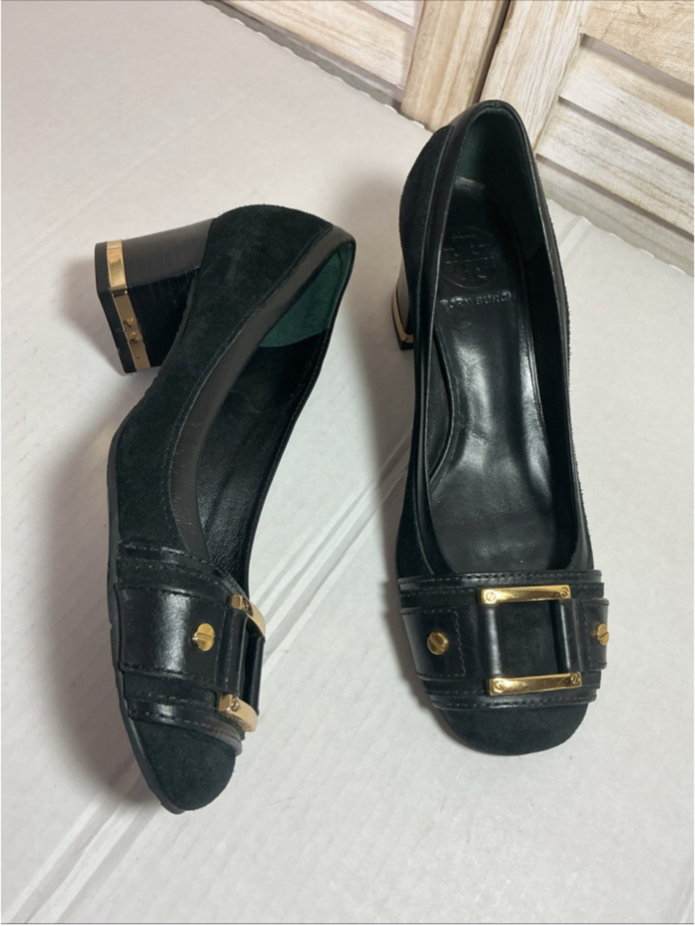 Tory Burch Rosalind 65mm Slingback Pump Color Black Stamped Floral Size 8